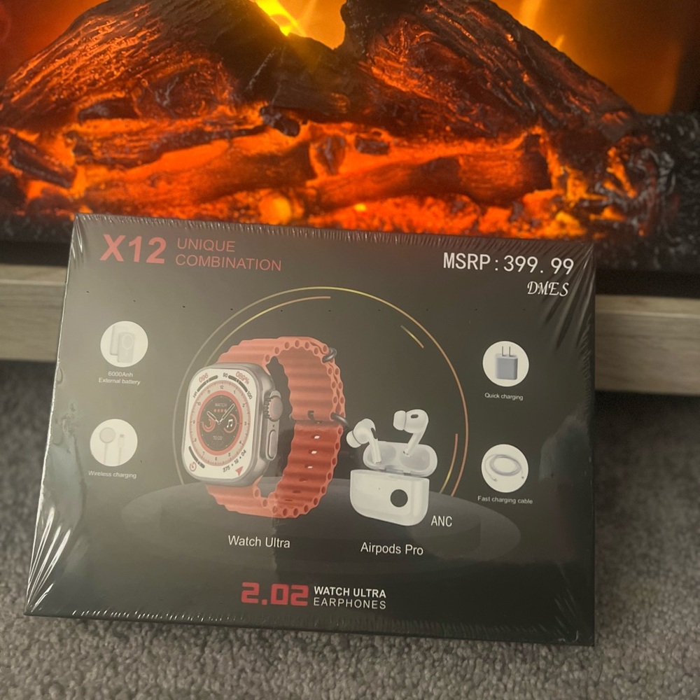Smart Wearable Set with Black and Orange Accents